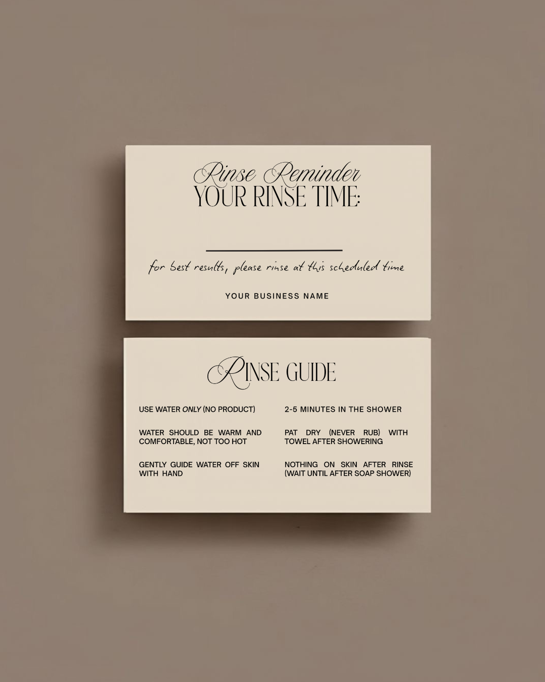 Rinse Reminder & Guide — Client Card Template